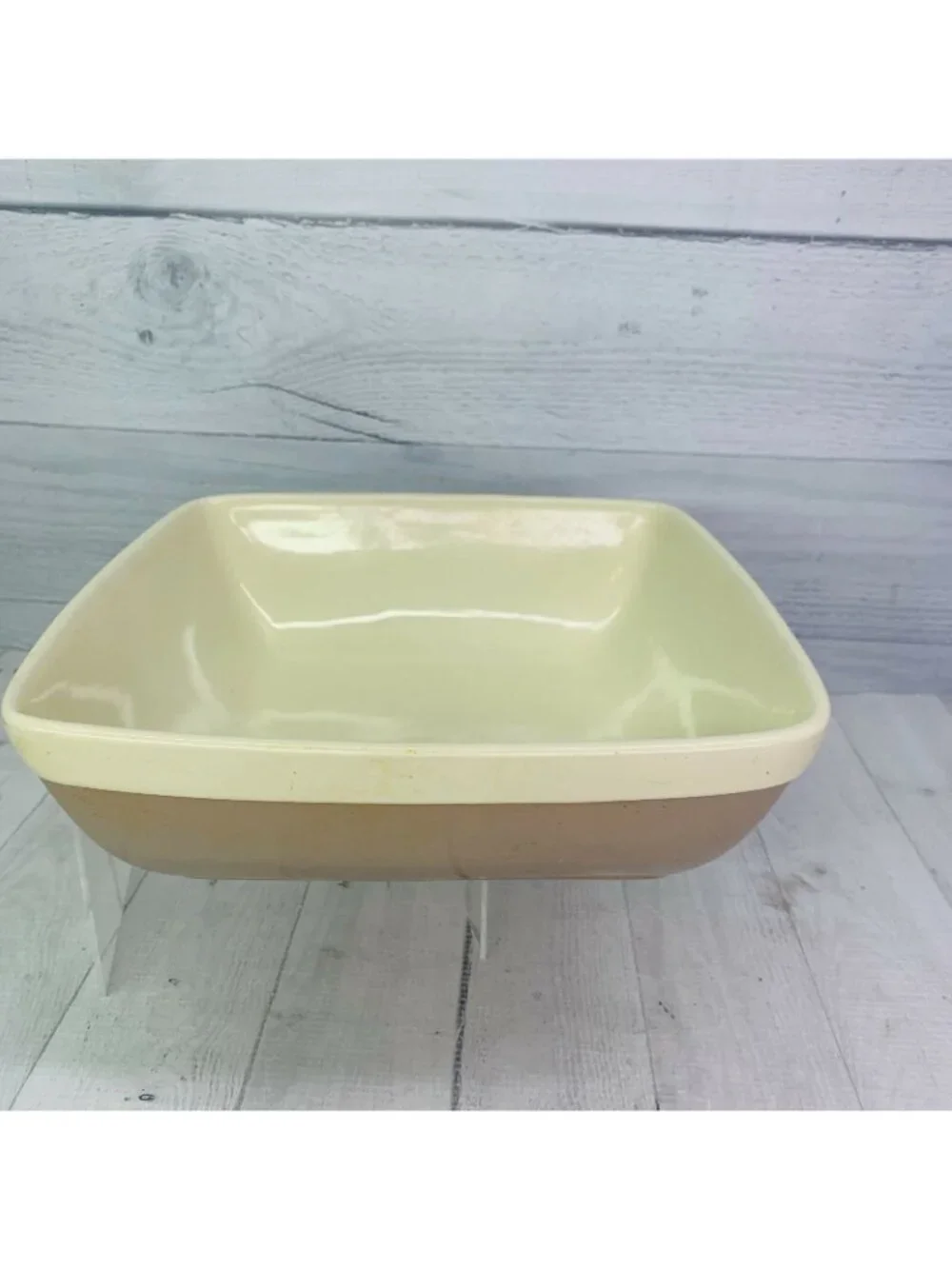 Natural Elements Beige Taupe 3 Qt Square Stoneware Lasagna Casserole Dish Pan